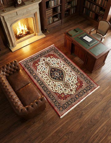 4' 8 x 6' 11 Hand Knotted Qom Persian Rug