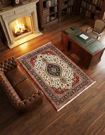 4' 8 x 6' 11 Hand Knotted Qom Persian Rug