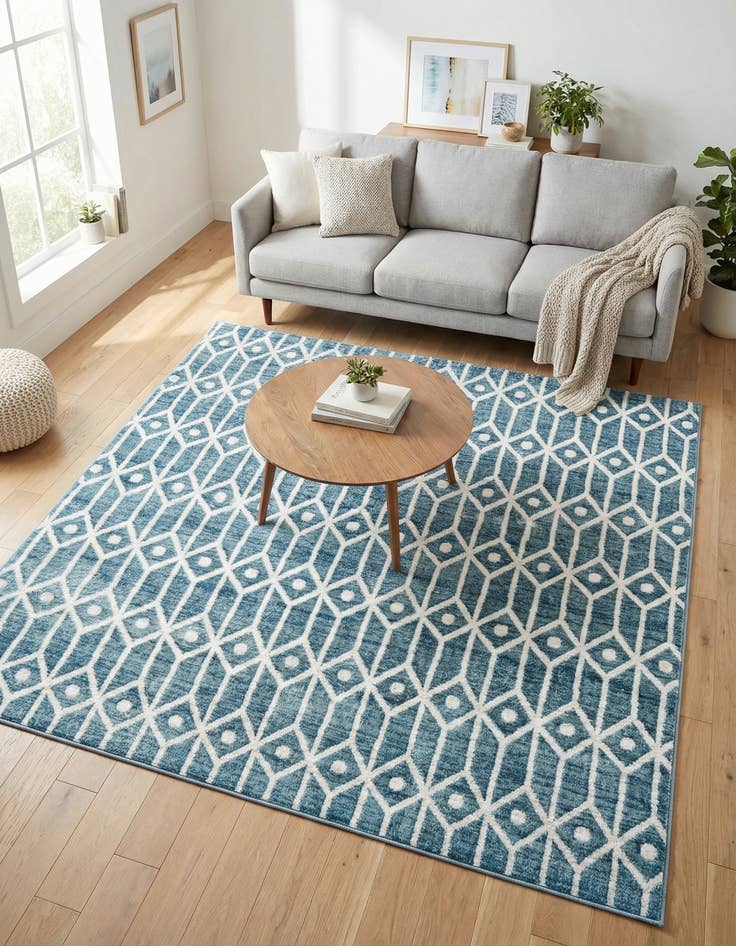 Detail image of 7' x 7' Lattice Trellis Square Rug