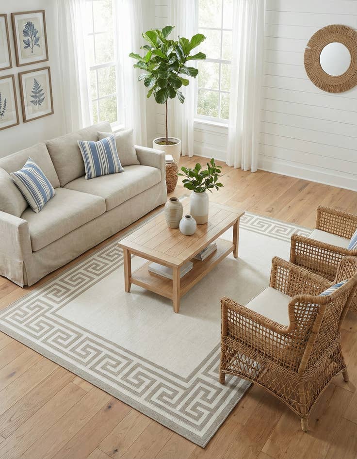 Detail image of 5' 3 x 8' Easy-Clean Coastal Indoor / Outdoor Rug