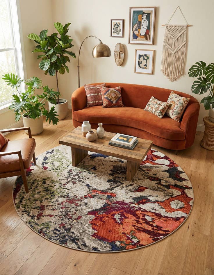 Detail image of 6' x 6'  Washable Haerfest Round Rug