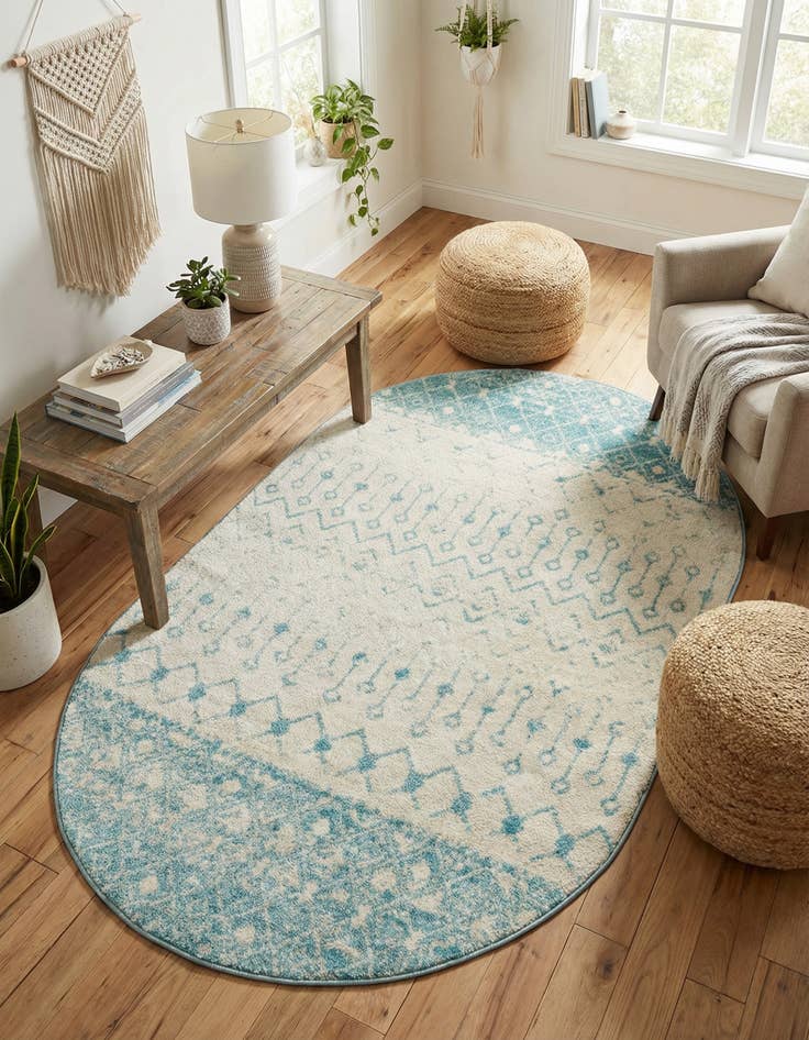 Detail image of 5' 3 x 8' Moroccan Trellis Oval Rug