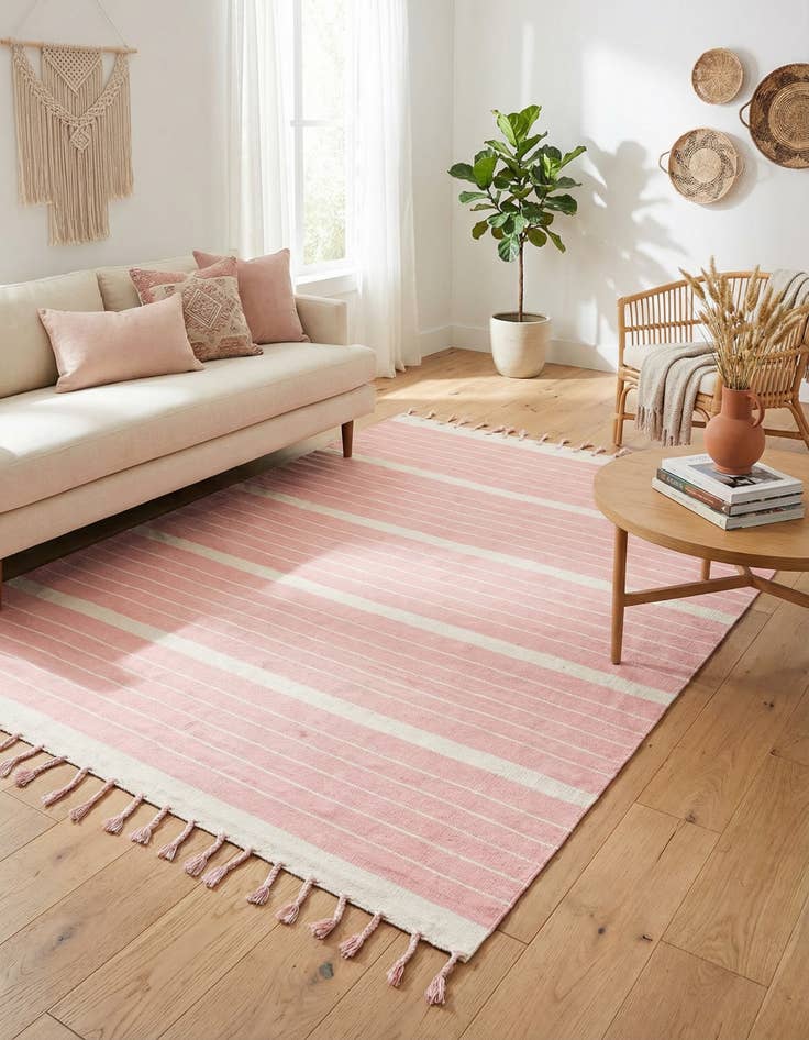 Detail image of 8' x 10' Hand Woven Chindi Cotton Rug