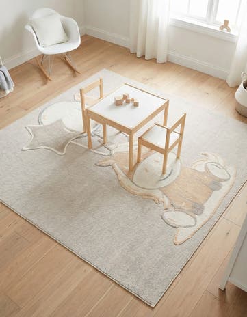 Peach Blossom Whimsy Kids Square Rug