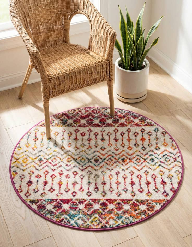 Detail image of  3' x 3' Moroccan Trellis Round Rug