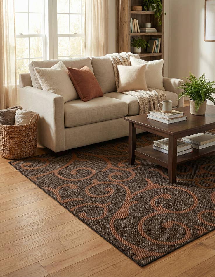 Detail image of 5' x 8' Washable Botanical Indoor / Outdoor Rug