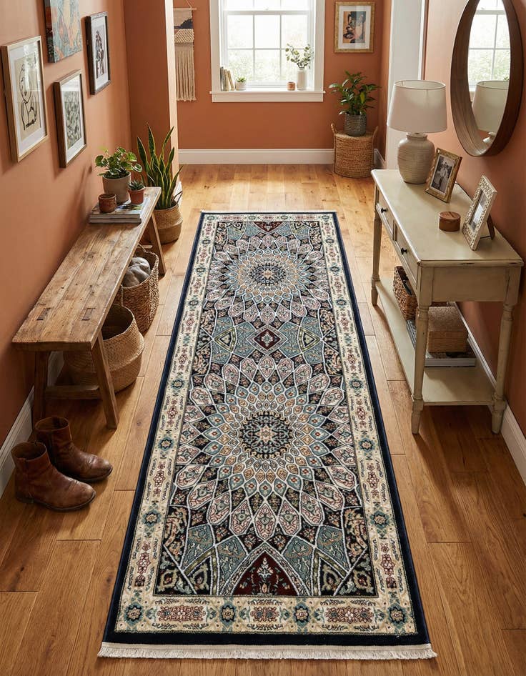 Detail image of 2' 7 x 7' Nain Design Runner Rug