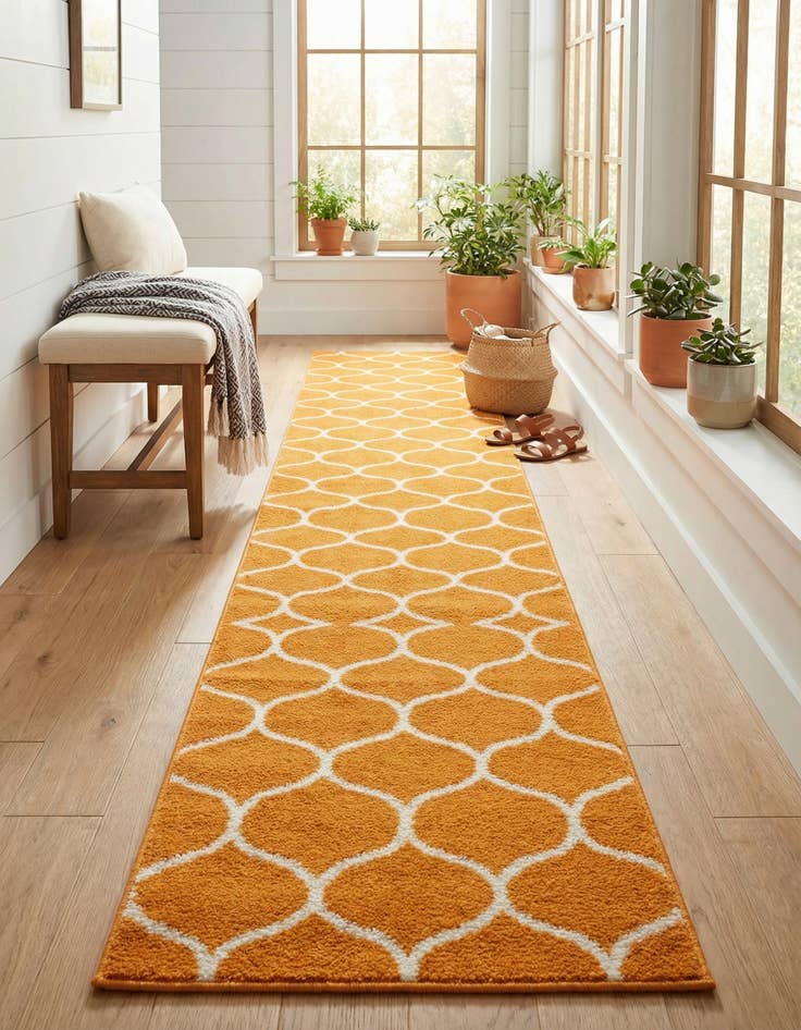 Detail image of 2' x 13' Lattice Frieze Runner Rug