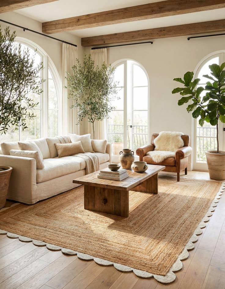 Detail image of 9' x 12'  Hand Scallop Braided Jute Rug