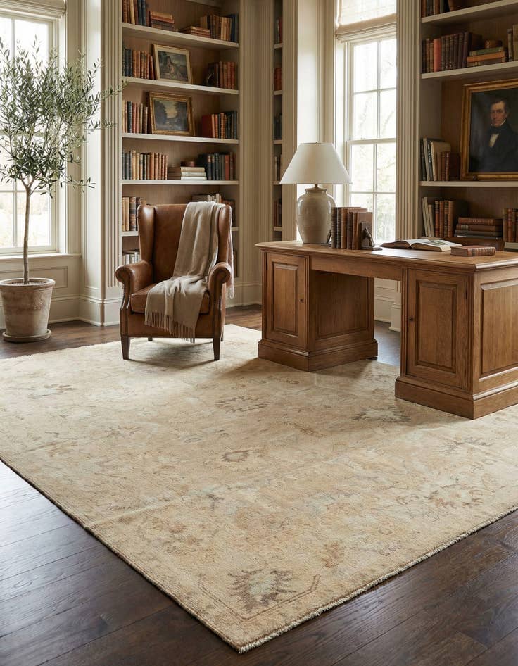 Detail image of 8' 1 x 9' 8 Hand Knotted Oushak Wool Rug