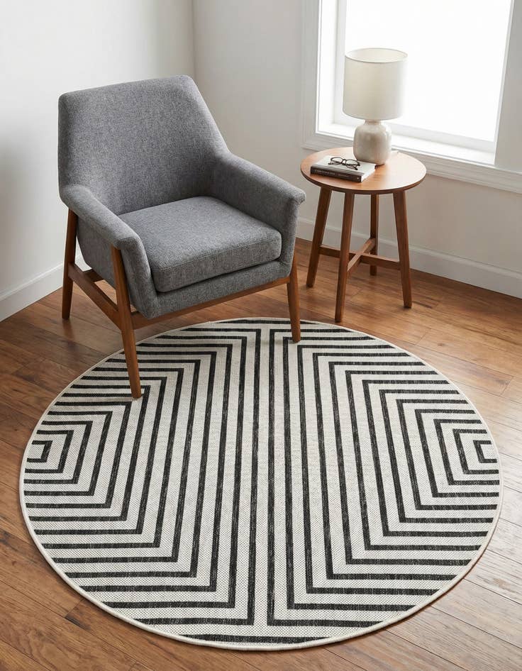 Detail image of 4' x 4' Easy-Clean Modern Indoor / Outdoor Round Rug