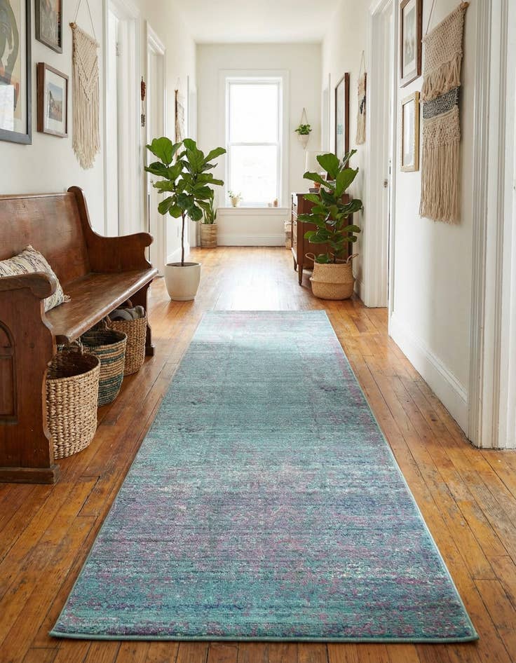 Detail image of 2' 7 x 9' 10 Aqua Runner Rug