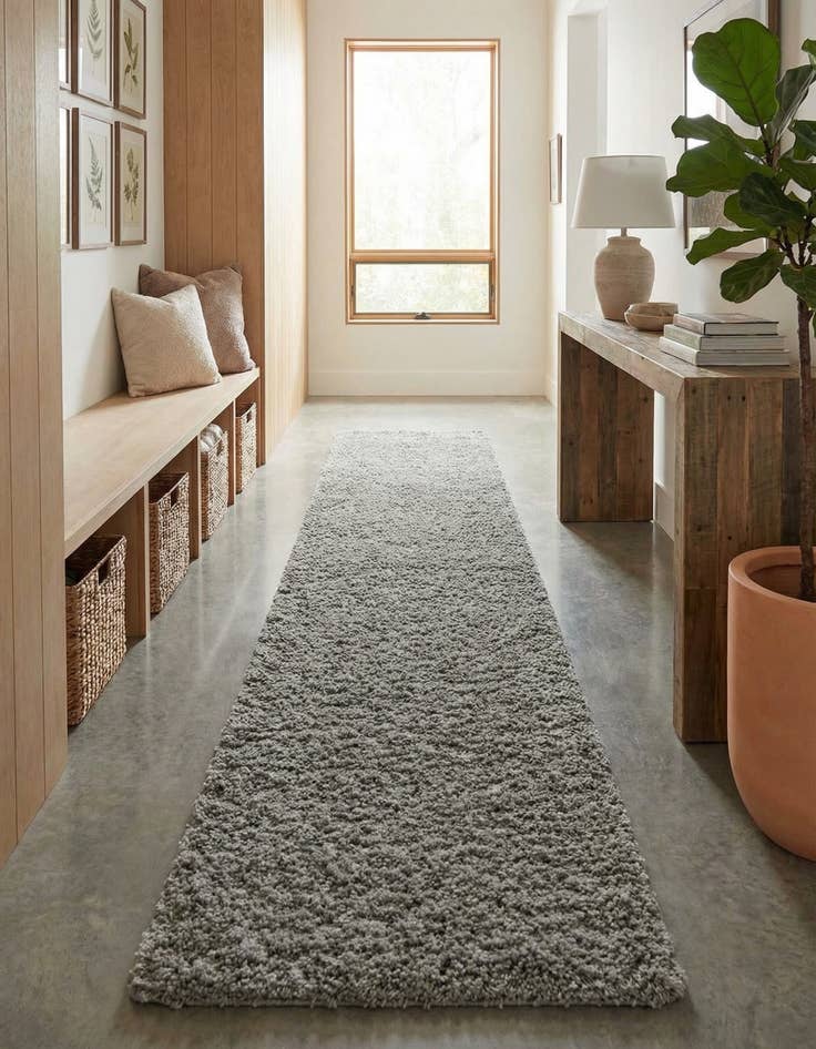 Detail image of 2' 7 x 16' 5 Solid Shag Runner Rug