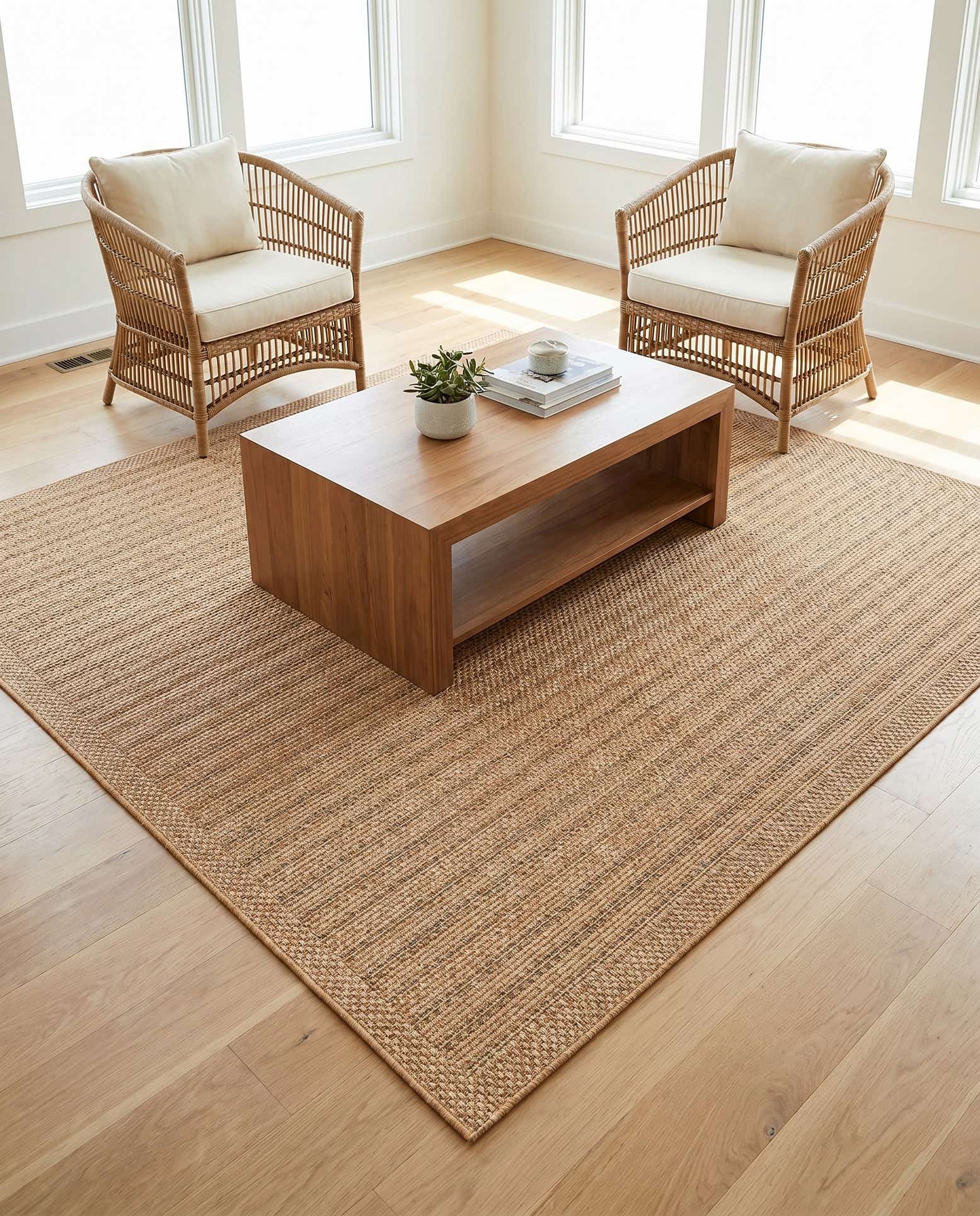 7' 10 x 7' 10 Easy-Clean Border Indoor / Outdoor Square Rug
