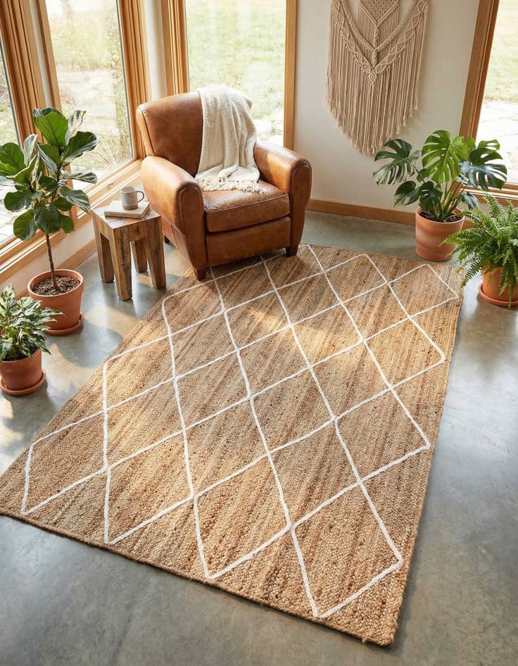 Detail image of 5' 1 x 8' Handmade Braided Jute Rug