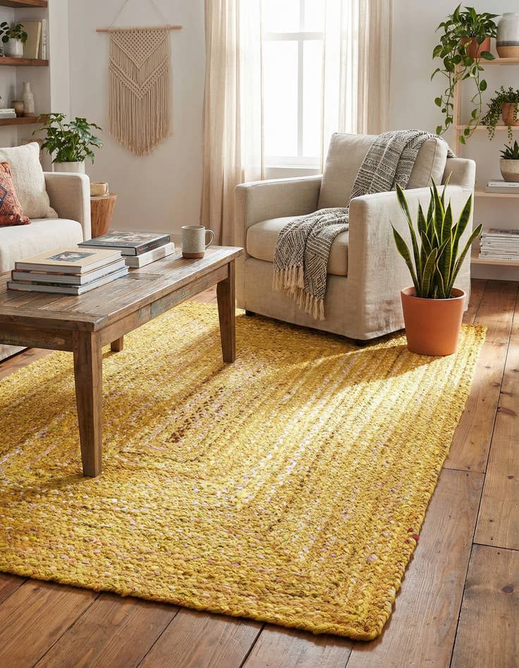 Detail image of 4' 1 x 6' 1  Hand Braided Chindi Rug