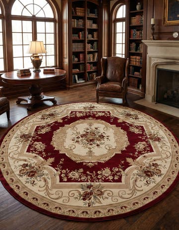 Red Chateau Round Rug