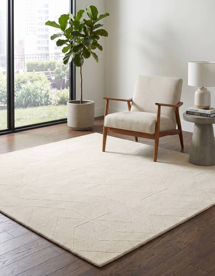 Detail image of 7' 10 x 7' 10 WoolCraft Geometric Square Rug