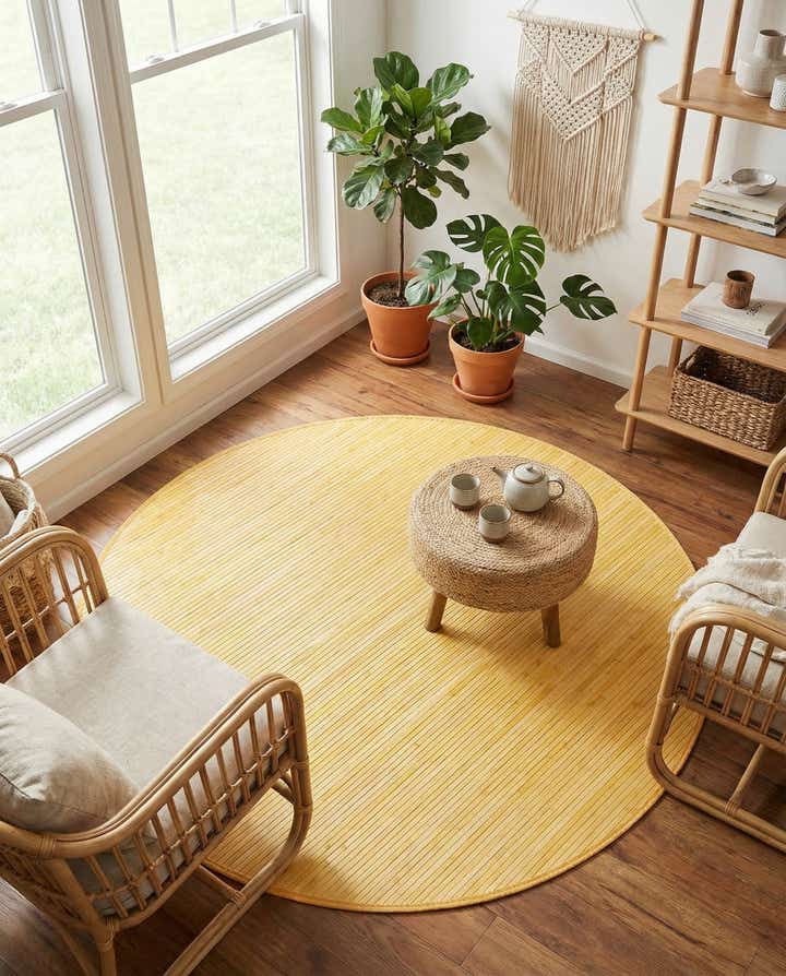 160cm x 160cm Bamboo Rond Vloerkleed