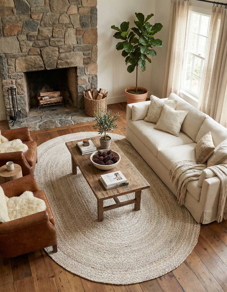 Detail image of 8' x 10' Braided Chindi Oval Rug