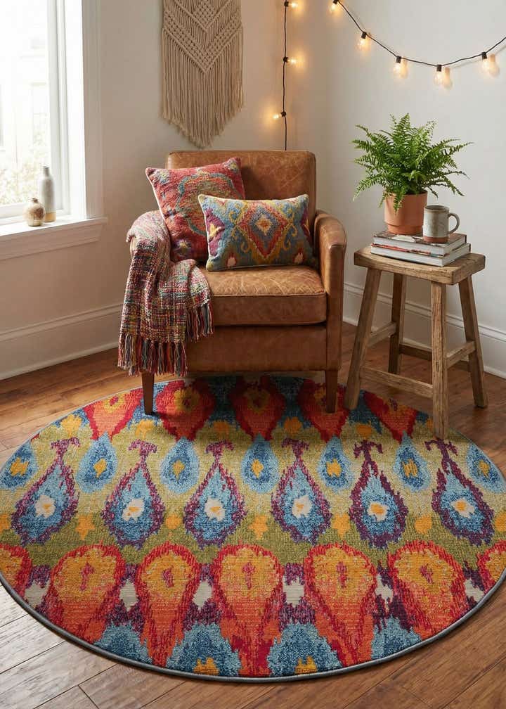 4' x 4' Easy-Clean Modern Indoor / Outdoor Round Rug