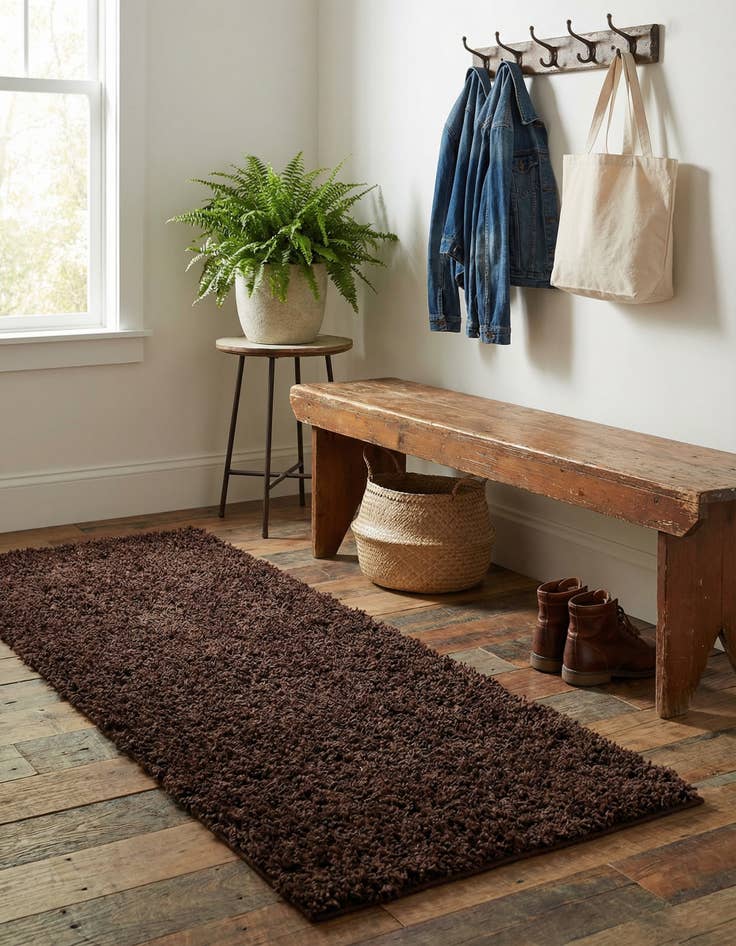 Detail image of 2' x 5' Solid Shag Runner Rug