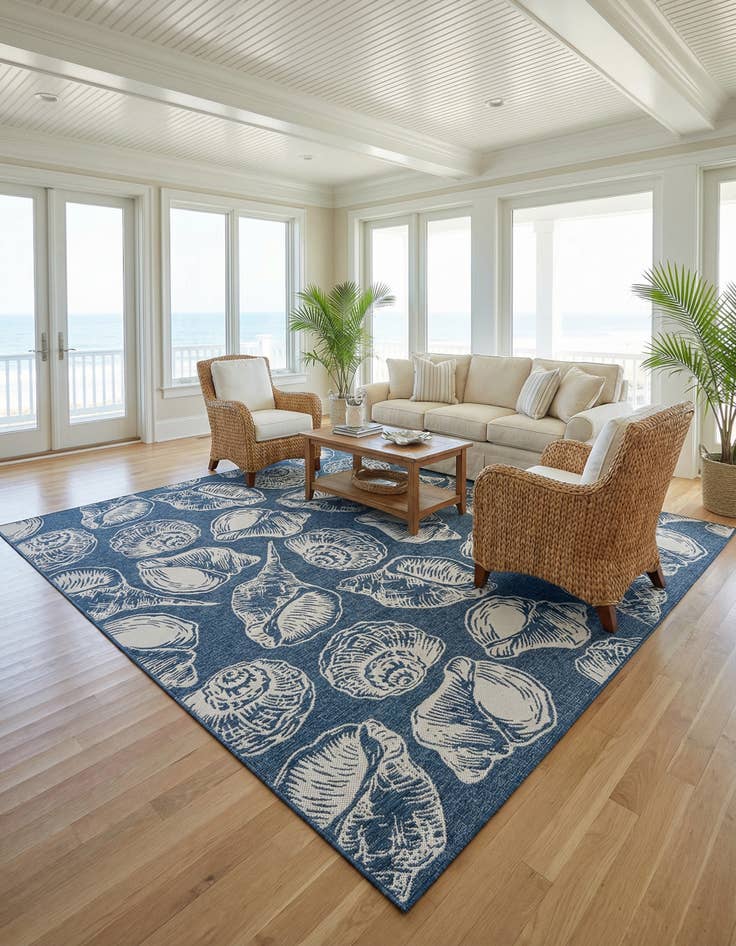 Detail image of 12' x 12'  Washable Coastal Indoor / Outdoor Square Rug