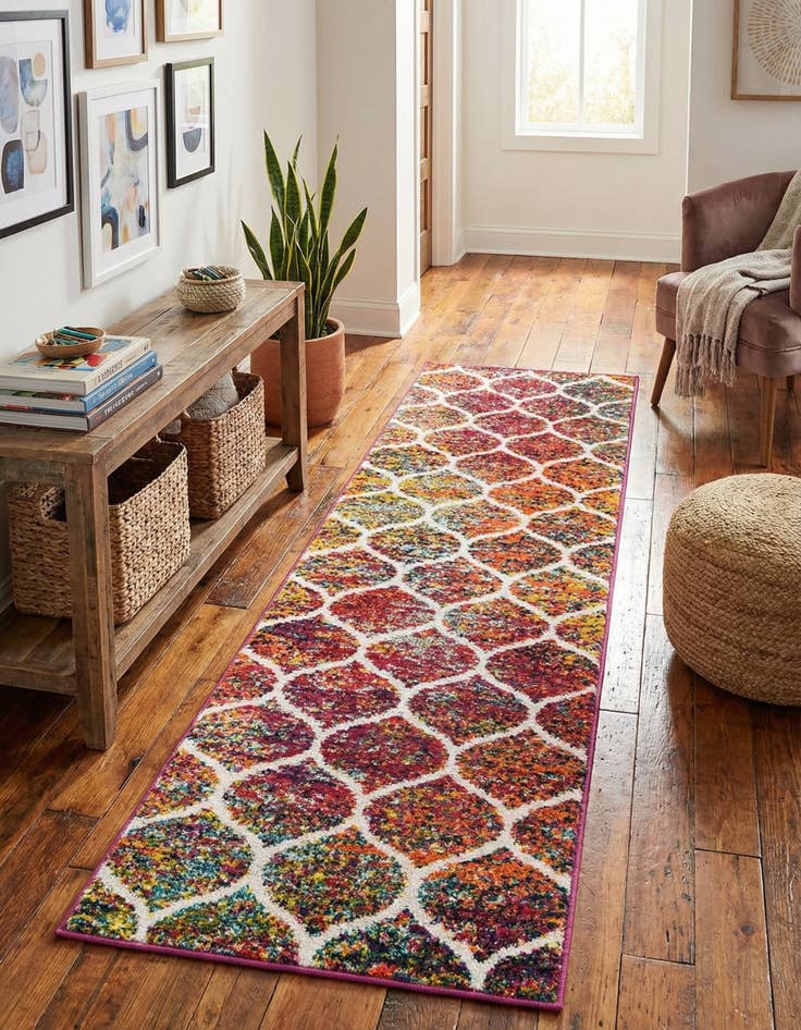 Detail image of 2' x 7' Lattice Frieze Runner Rug