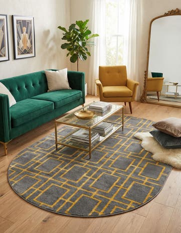 Gray Gold Marilyn Monroe™ Glam Deco Oval Rug