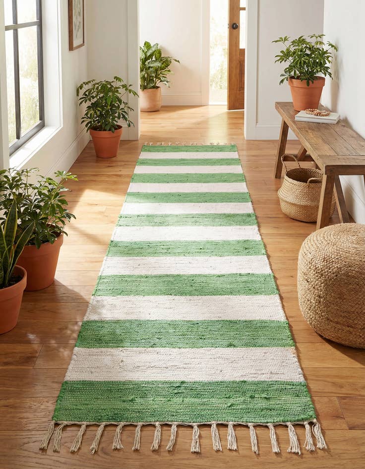 Detail image of 2' 2 x 10'  Hand Woven Chindi Rag Runner Rug