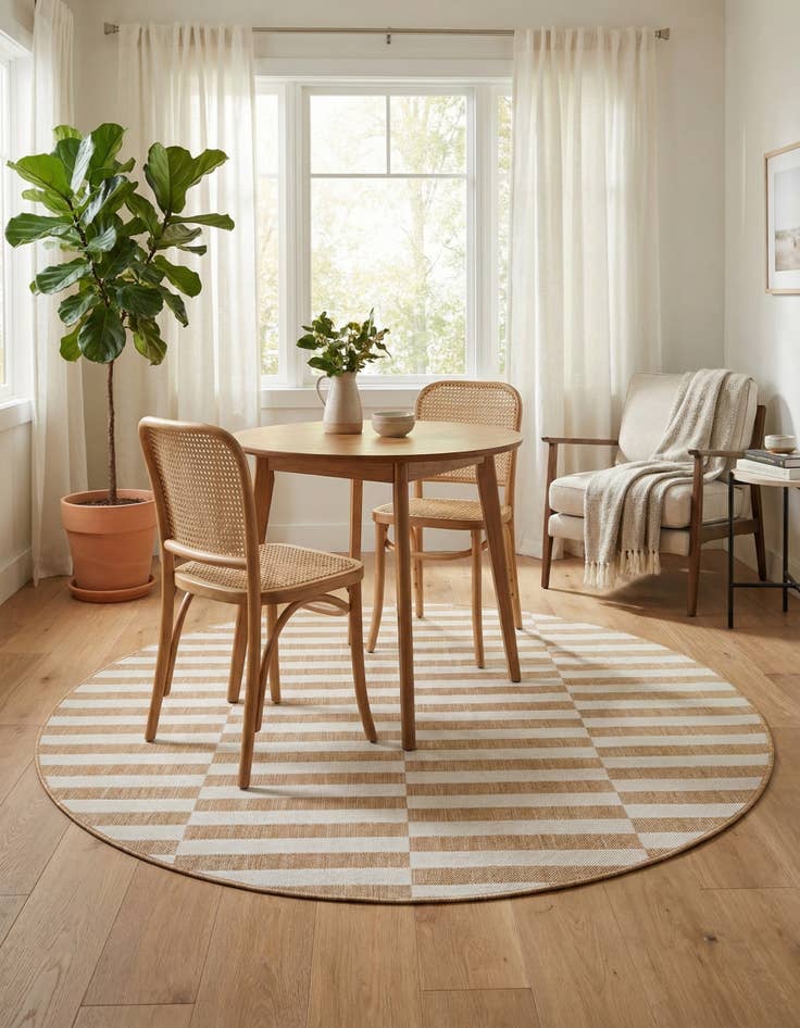 Detail image of 6' x 6' Washable Ribbon Indoor / Outdoor Round Rug