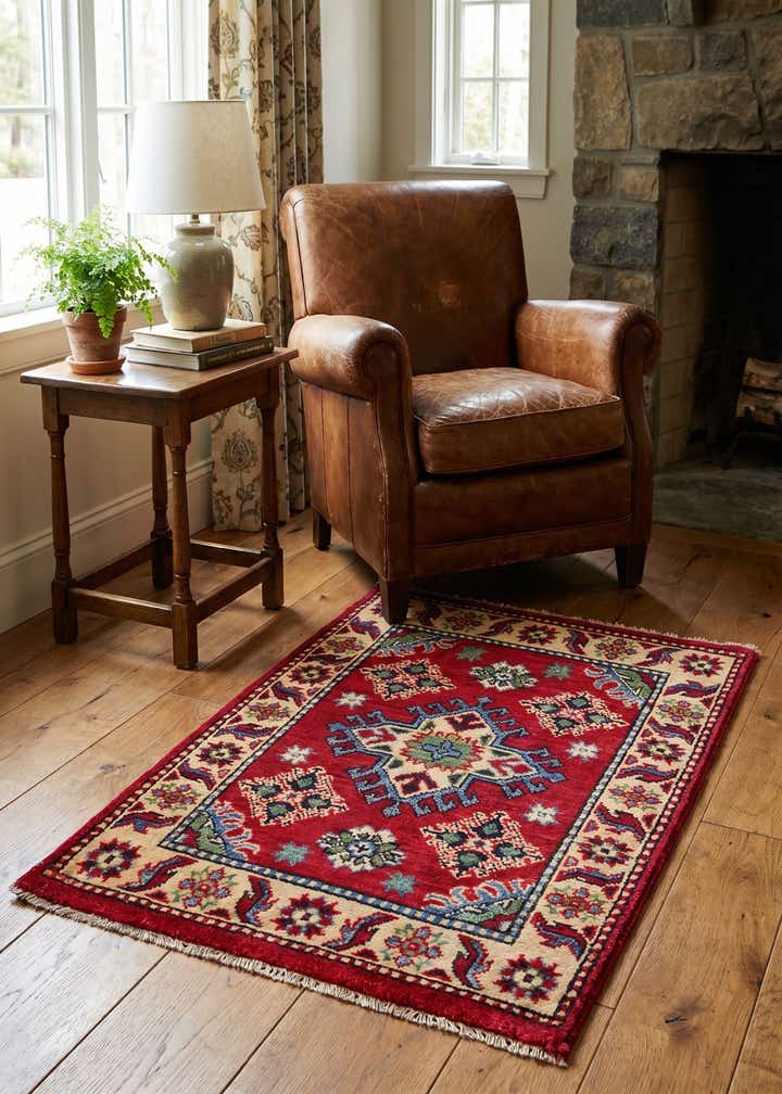 1' 11 x 3' Hand Knotted Kazak Rug