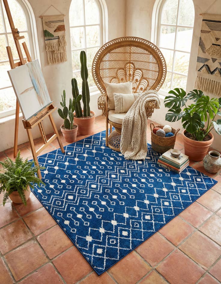 Detail image of 5' 3 x 5' 3 Moroccan Trellis Square Rug