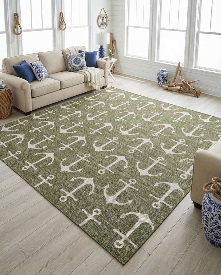 10' x 10' Easy-Clean Coastal Indoor / Outdoor Square Rug