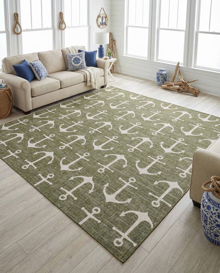 Detail image of 10' x 10' Easy-Clean Coastal Indoor / Outdoor Square Rug