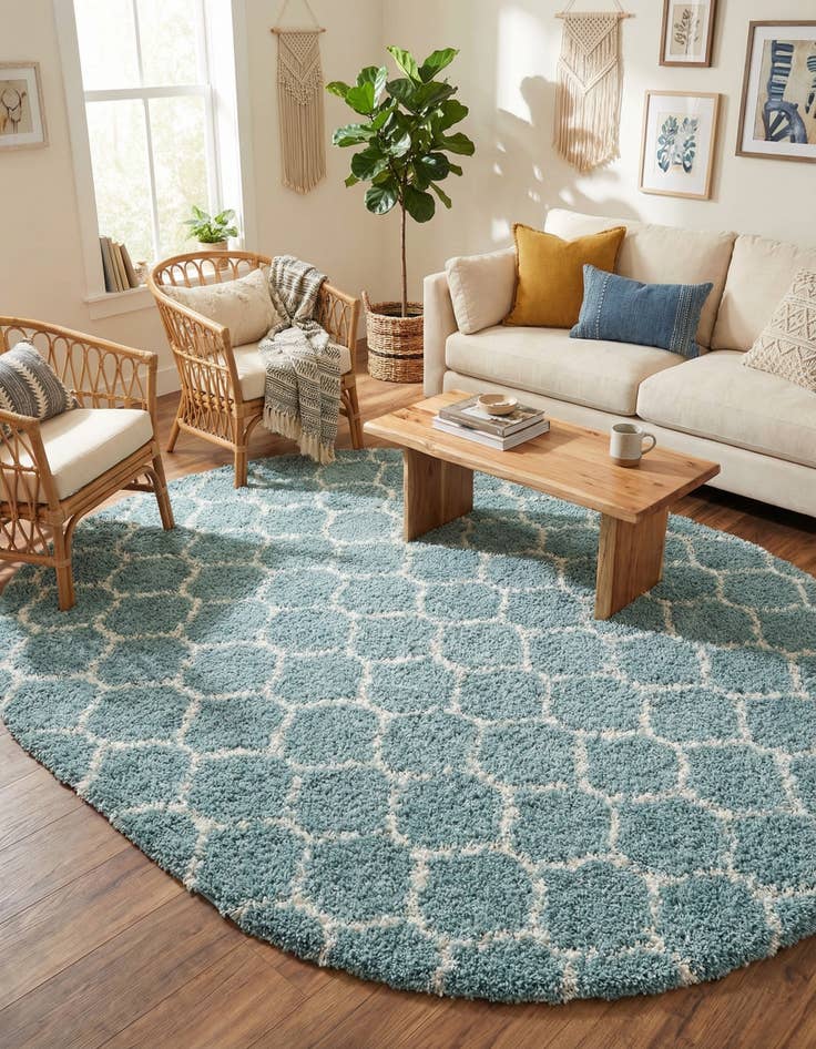 Detail image of  7' 10 x 10' Lattice Shag Oval Rug