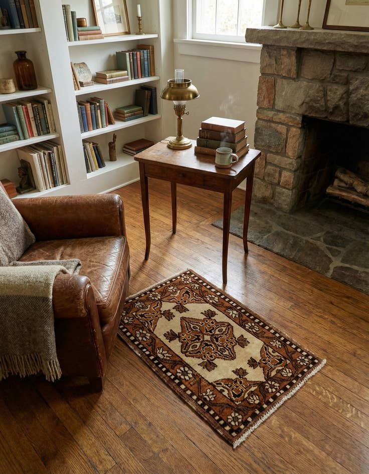 Detail image of 1' 6 x 2' 4 Hand Knotted Ferdos Persian Wool Rug