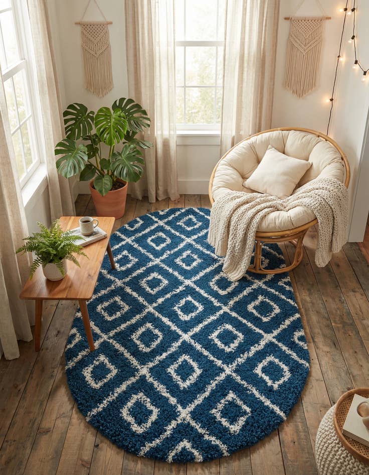 Detail image of 5' 3 x 8' Trellis Shag Oval Rug