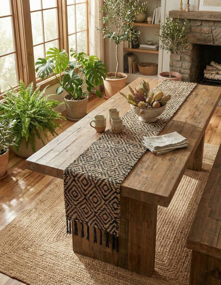 Detail image of 1' 2 x 8'  Hand Woven Braided Jute Table Runner Rug