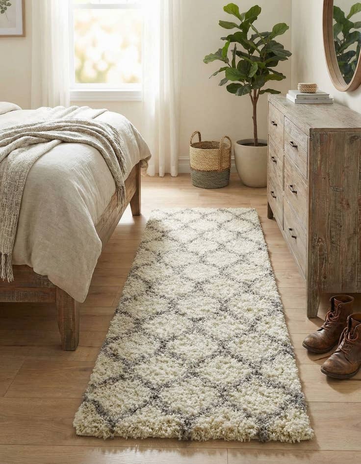 Detail image of 2' x 7' Trellis Shag Runner Rug