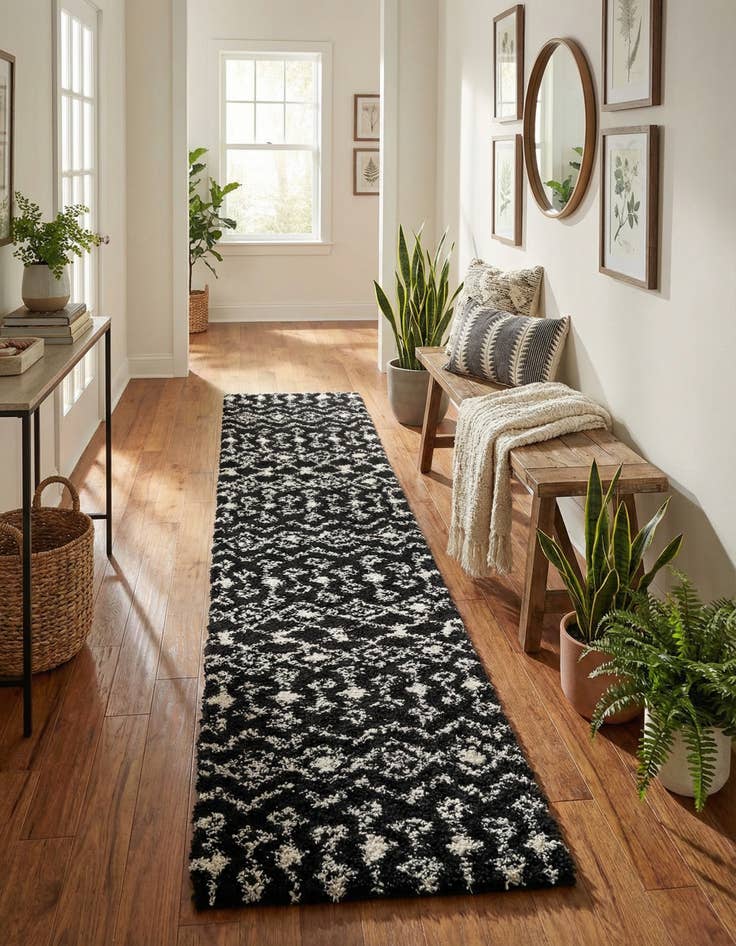 Detail image of 2' 7 x 12' Moroccan Trellis Shag Runner Rug