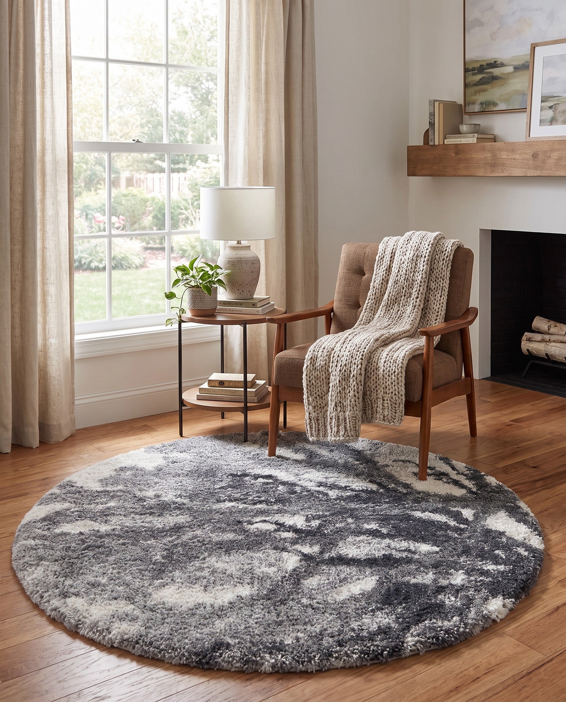 5' 3 x 5' 3 Soft Touch Shag Round Rug
