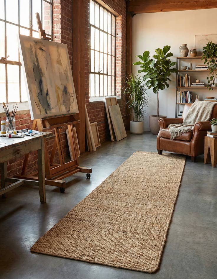 Detail image of 2' 7 x 10'  Hand Woven Chunky Jute Runner Rug