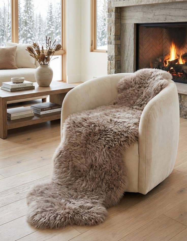 Detail image of 1' 10 x 6' Natural Sheepskin Freeform Rug