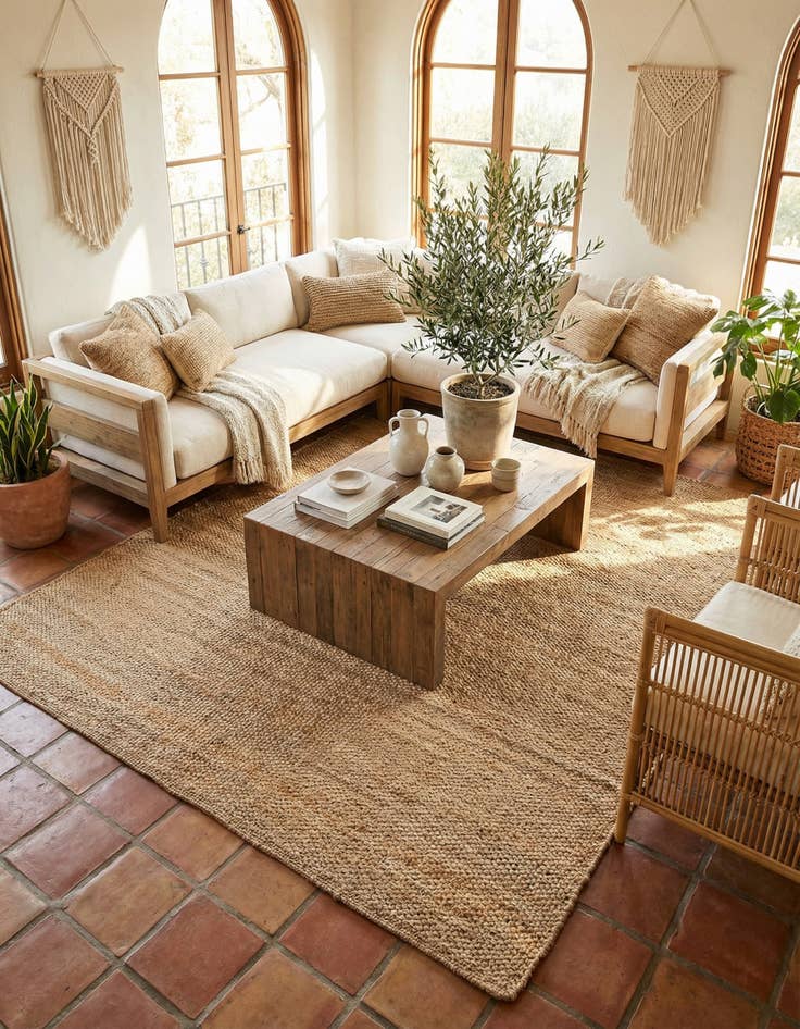 Detail image of 6' 1 x 9'  Hand Woven Chunky Jute Rug