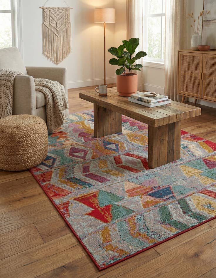Detail image of 4' x 6' Easy-Clean Modern Indoor / Outdoor Rug