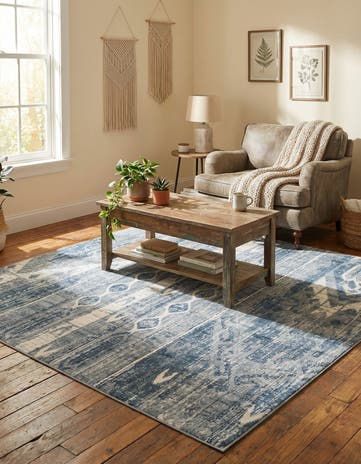 Blue Gray Oregon Square Rug