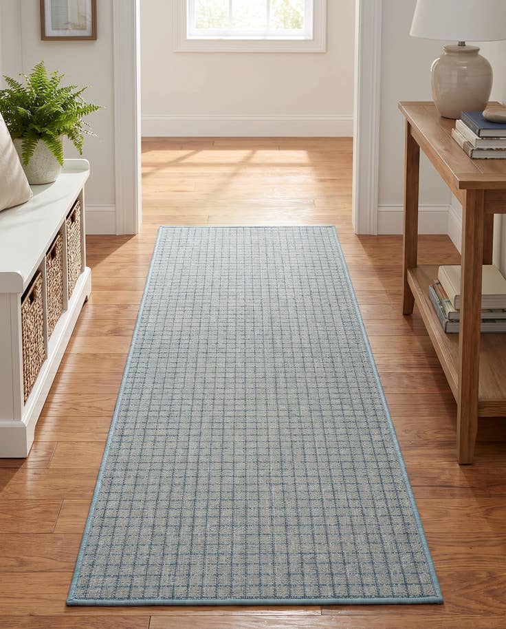 Detail image of 2' x 6' Easy-Clean Checkered Indoor / Outdoor Runner Rug