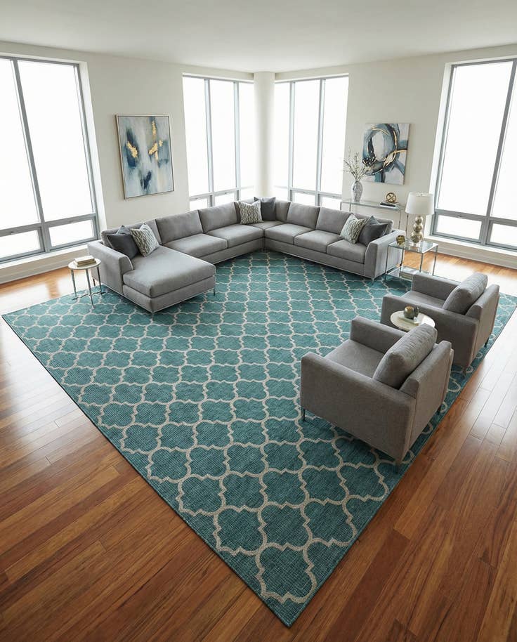 Detail image of 13' x 13' Easy-Clean Lattice Indoor / Outdoor Square Rug