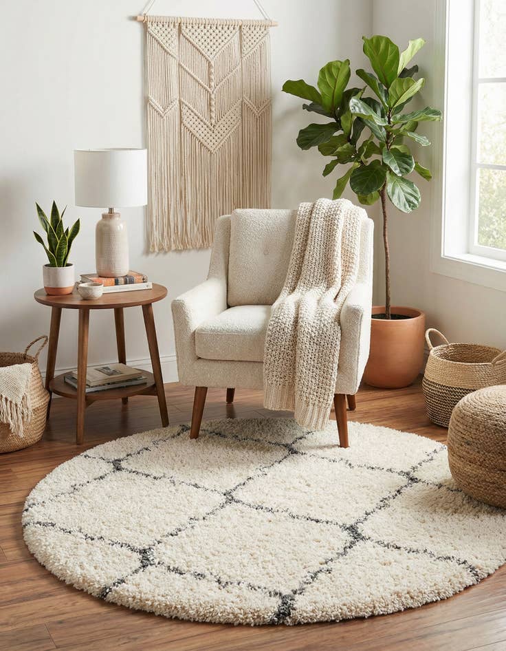 Detail image of  4' x 4' Moroccan Shag Round Rug